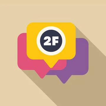Speech bubble icon with 2f symbol indicating second floor in a building Stock Illustration