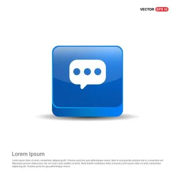 Speech bubble icon - 3d Blue Button Stock Illustration