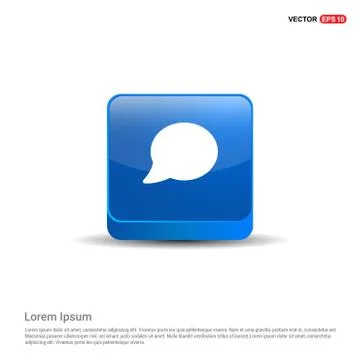 Speech bubble icon - 3d Blue Button Stock Illustration