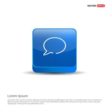 Speech bubble icon - 3d Blue Button Stock Illustration