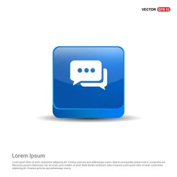 Speech bubble icon - 3d Blue Button Stock Illustration