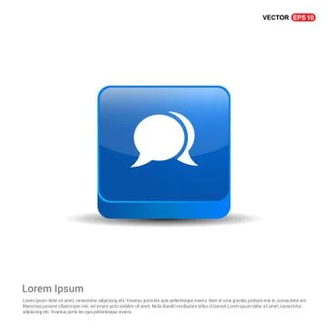 Speech bubble icon - 3d Blue Button Stock Illustration