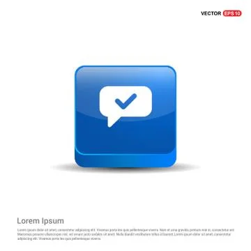 Speech bubble icon - 3d Blue Button Stock Illustration