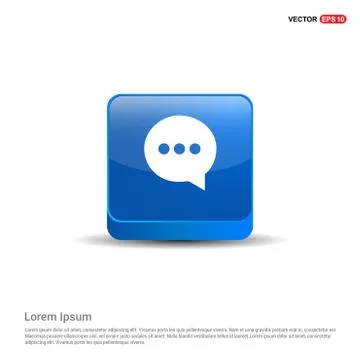 Speech bubble icon - 3d Blue Button Illustrazione stock