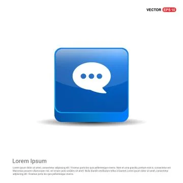 Speech bubble icon - 3d Blue Button Stock Illustration