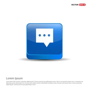 Speech bubble icon - 3d Blue Button Stock Illustration
