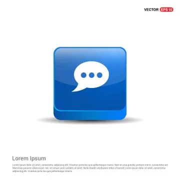 Speech bubble icon - 3d Blue Button Stock Illustration