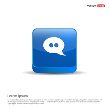 Speech bubble icon - 3d Blue Button Stock Illustration
