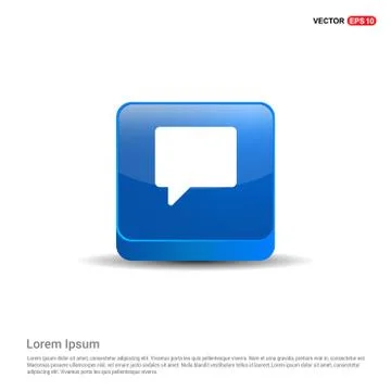 Speech bubble icon - 3d Blue Button Stock Illustration