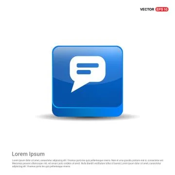 Speech bubble icon - 3d Blue Button Stock Illustration