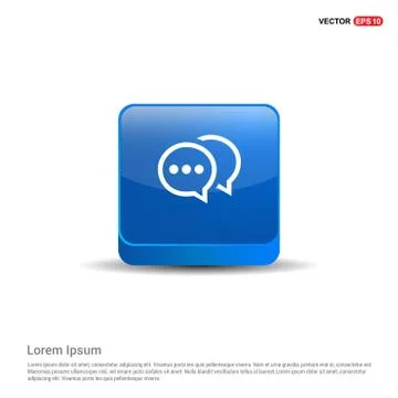 Speech bubble icon - 3d Blue Button Stock Illustration