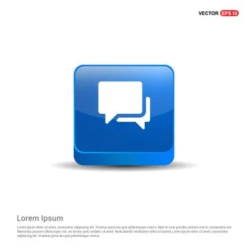 Speech bubble icon - 3d Blue Button Stock Illustration