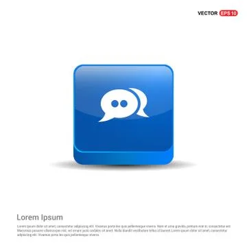 Speech bubble icon - 3d Blue Button Stock Illustration