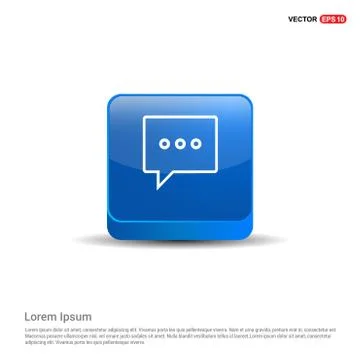 Speech bubble icon - 3d Blue Button Stock Illustration