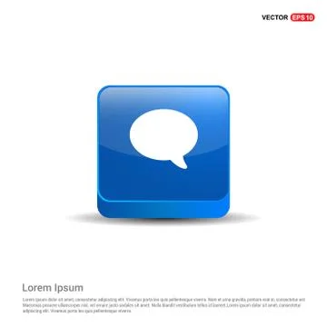 Speech bubble icon - 3d Blue Button Stock Illustration