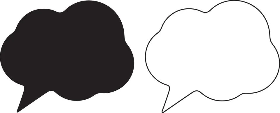 Speech bubble icon and outline on checkered background for messages. Stock Illustration