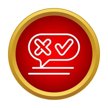 Speech bubble icon with check mark and cross symbolizing choice Stock Illustration