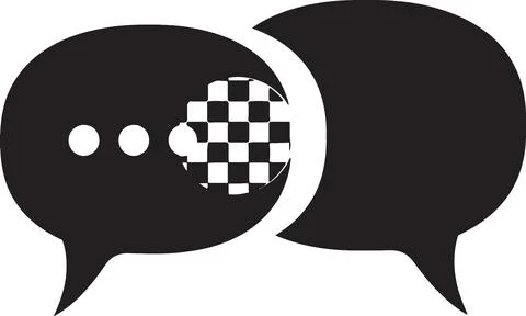 Speech bubble icon with checkered pattern overlay Stock Illustration