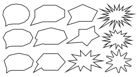 Speech bubble icon collection, dialogue balloons stickers set, talk think Stock Illustration
