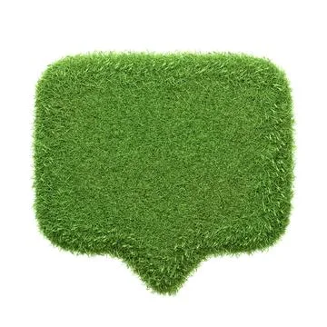 A speech bubble icon made from green grass isolated on a white background Stock Illustration