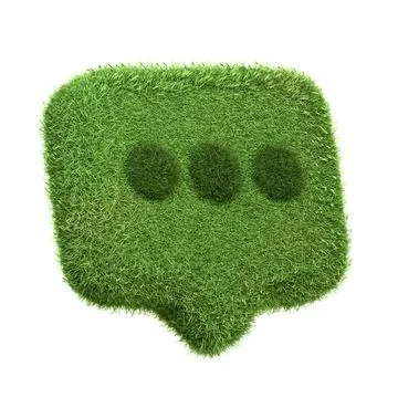 A speech bubble icon made from green grass isolated on a white background Stock Illustration