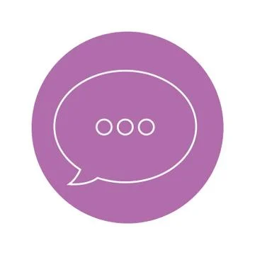Speech bubble icon over purple circle and white background 库存插图