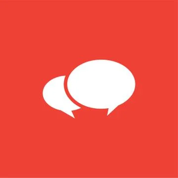 Speech Bubble Icon On Red Background. Red Flat Style Vector Illustration Stock Illustration
