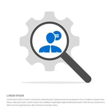 Speech bubble icon Search Glass with Gear Symbol Icon template Stock Illustration