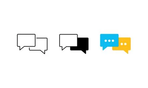 Speech bubble icon set flat. Chat, communicate or comment symbol. Vector on Illustrazione stock