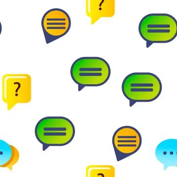 Speech Bubble Icon Set Seamless Pattern Stock Illustration