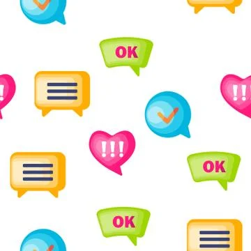 Speech Bubble Icon Set Seamless Pattern Illustrazione stock