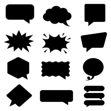 Speech bubble icon set silhouette vector illustration on white background Stock Illustration