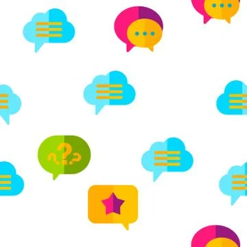 Speech Bubble Icon Set Vector Seamless Pattern Stock Illustration
