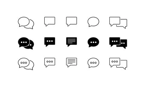 Speech bubble icon set. Vector on isolated white background. Eps 10. Stock Illustration
