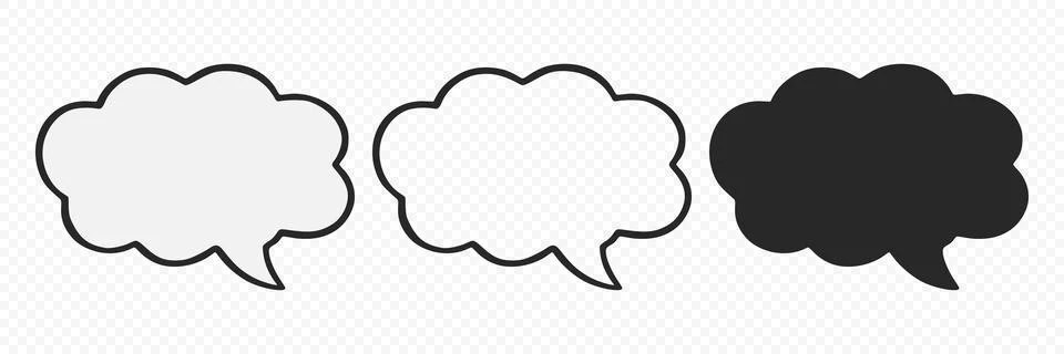 Speech Bubble Icon Set, Vector Illustration. Outline Speech Bubble and Black Stock Illustration