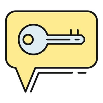 Speech bubble icon showing a key password solution Stock Illustration