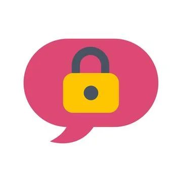 Speech bubble icon showing protected chat message and privacy Stock Illustration