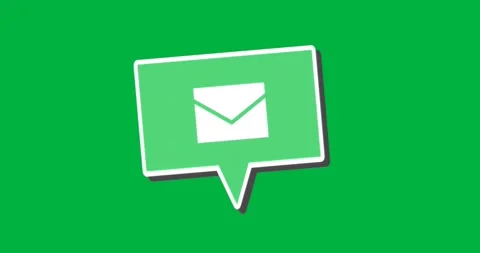 Speech bubble icon showing white envelope on transparent background for email Stock Footage 317669247