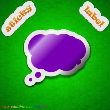 Speech bubble icon sign. Symbol chic colored sticky label on green background Stock Illustration