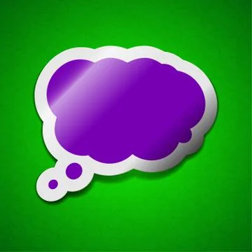 Speech bubble icon sign. Symbol chic colored sticky label on green background. Stock Illustration
