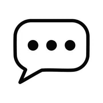 Speech bubble icon. Simple black and white speech bubble with three dots. R.. Stock-Illustration