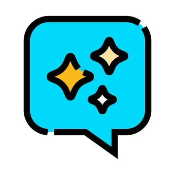 Speech bubble icon with sparkling magical suggestion Stock Illustration