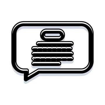 Speech bubble icon with stacked lines representing text Stock Illustration