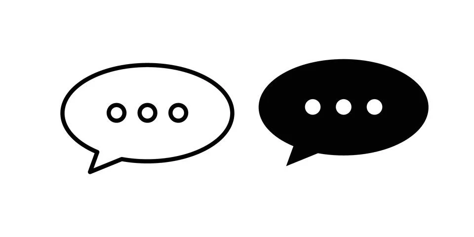 Speech bubble icon thin line and clipart style vector set Illustrazione stock