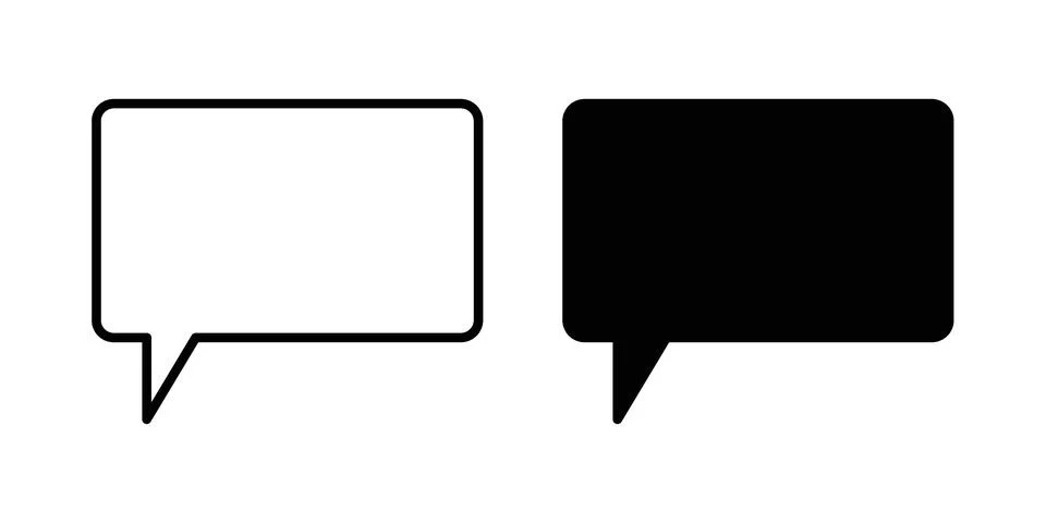 Speech bubble icon vectors. Illustrations in black Stock Illustration