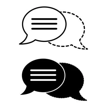Speech Bubble Icons. Black and White Vector Illustration. Text Callout, Dia.. Stock Illustration