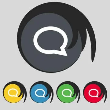 Speech bubble icons. Think cloud symbols. Set colourful buttons. Vector イラスト素材