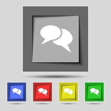 Speech bubble icons. Think cloud symbols. Set colourful buttons. Vector Stock Illustration
