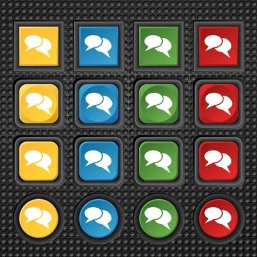 Speech bubble icons. Think cloud symbols. Set colourful buttons. Vector Stock Illustration