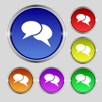 Speech bubble icons. Think cloud symbols. Set colourful buttons. Vector 스톡 일러스트